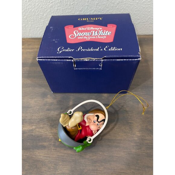 Disney Snow White Grumpy Christmas Ornament Grolier Presidents Edition With Box - Picture 2 of 5